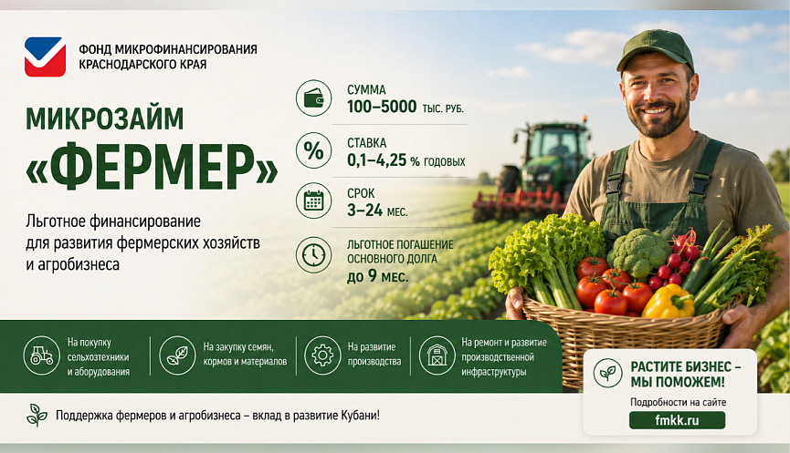 Фонд микрофинансирования Краснодарского края предлагает два вида микрозайма для сельхозтоваропроизводителей:
