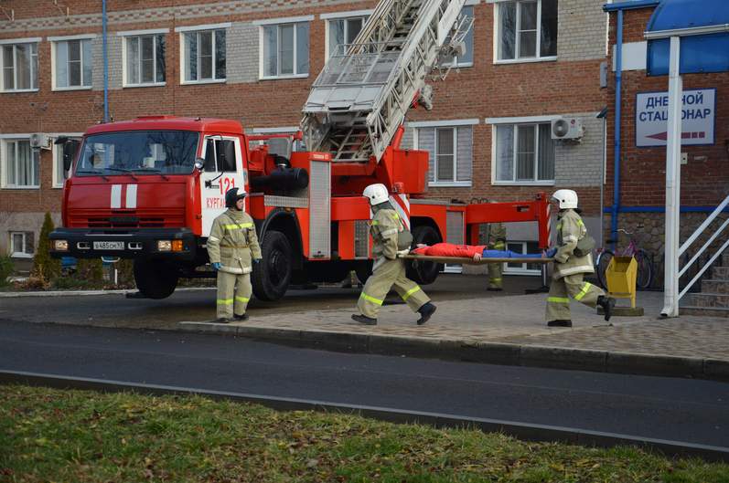В Курганинской центральной районной больнице прошли пожарные учения